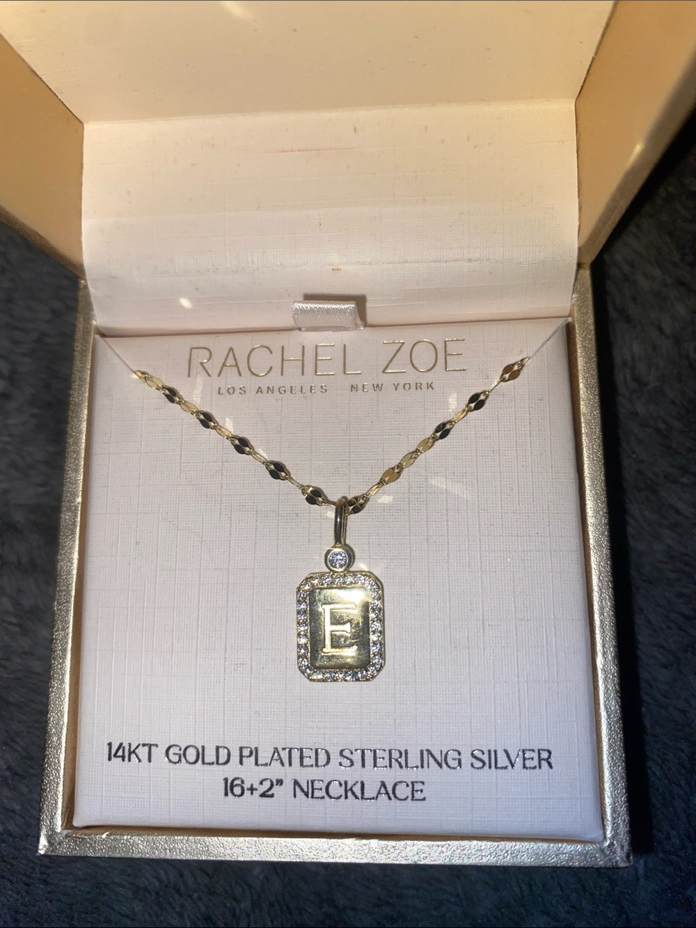 Rachel Zoe Gold Initial 'E' Pave Pendant Necklace